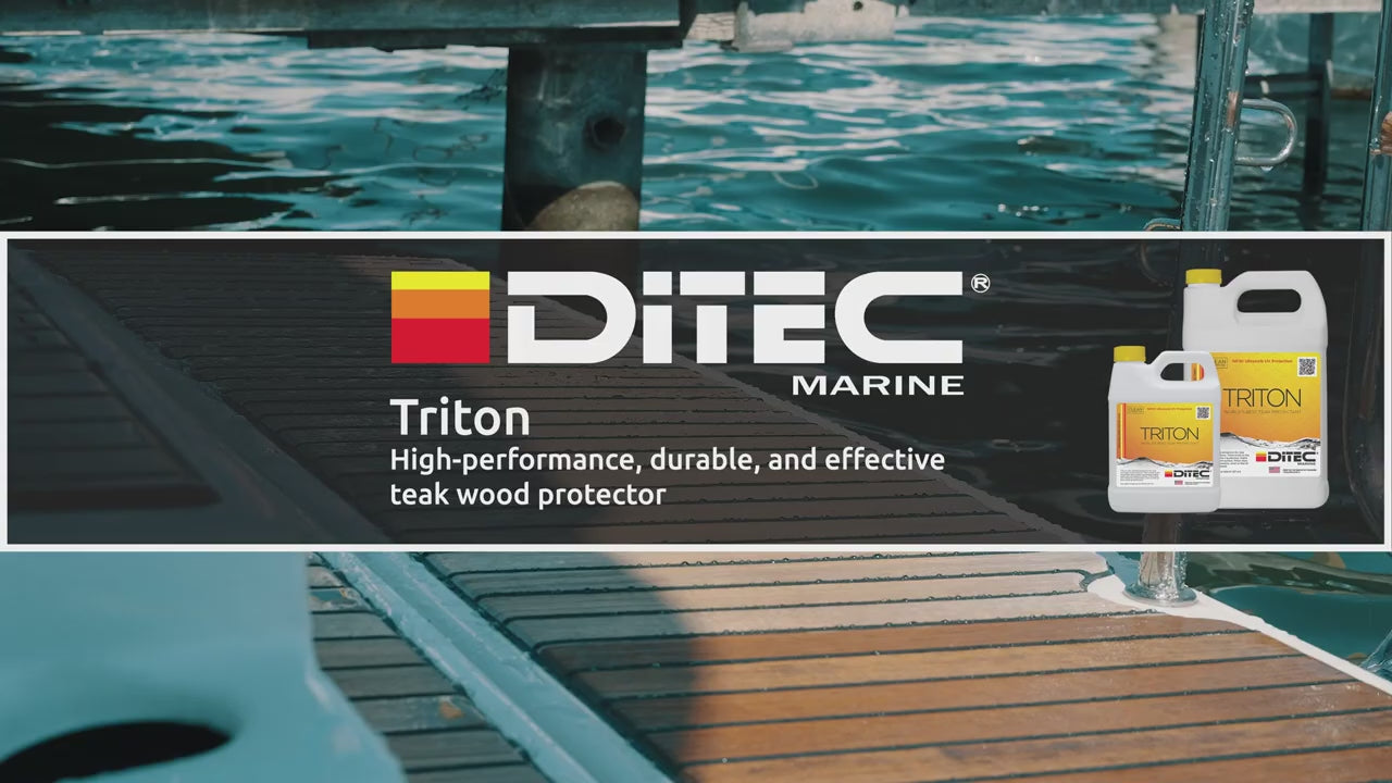 Triton 2.0 Teak Shield shown with DiTEC product lineup, ideal for marine wood surface protection.