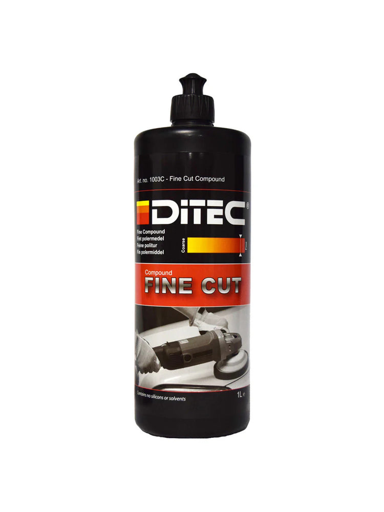 DiTEC Fine Cut Polish bottle—premium swirl-free polish for automotive, marine, and high-gloss surfaces.